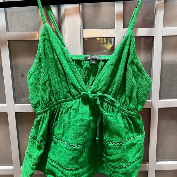 wild fable Tops - Wild Fable Green Smocked Tie-Front Camisole